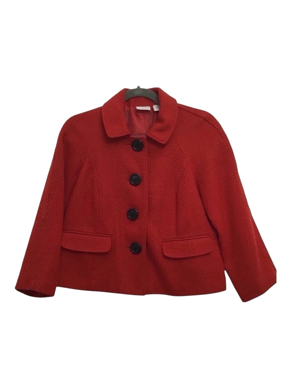 Kim Rogers Petite red crop blazer wool blend 8P